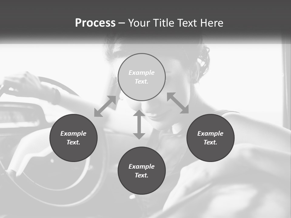 A Woman Sitting In A Car With Her Hand On The Steering Wheel PowerPoint Template