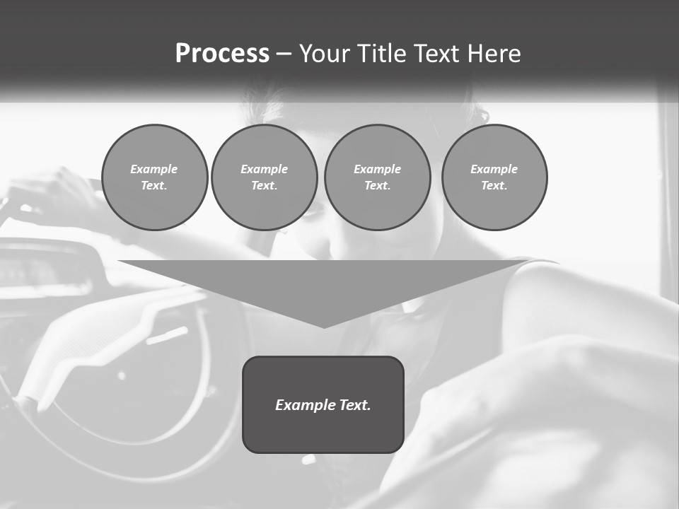 A Woman Sitting In A Car With Her Hand On The Steering Wheel PowerPoint Template