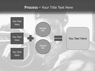 A Woman Sitting In A Car With Her Hand On The Steering Wheel PowerPoint Template