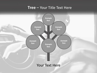 A Woman Sitting In A Car With Her Hand On The Steering Wheel PowerPoint Template