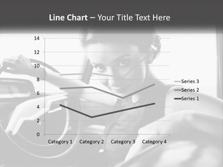 A Woman Sitting In A Car With Her Hand On The Steering Wheel PowerPoint Template