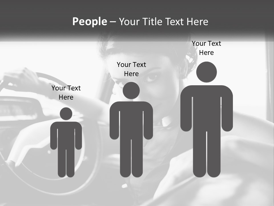 A Woman Sitting In A Car With Her Hand On The Steering Wheel PowerPoint Template