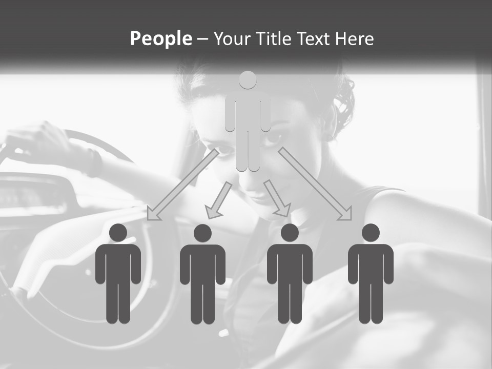 A Woman Sitting In A Car With Her Hand On The Steering Wheel PowerPoint Template