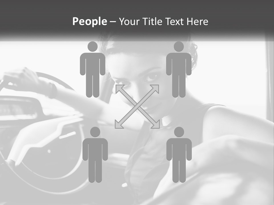 A Woman Sitting In A Car With Her Hand On The Steering Wheel PowerPoint Template