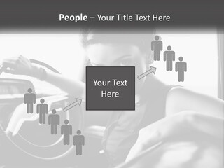 A Woman Sitting In A Car With Her Hand On The Steering Wheel PowerPoint Template