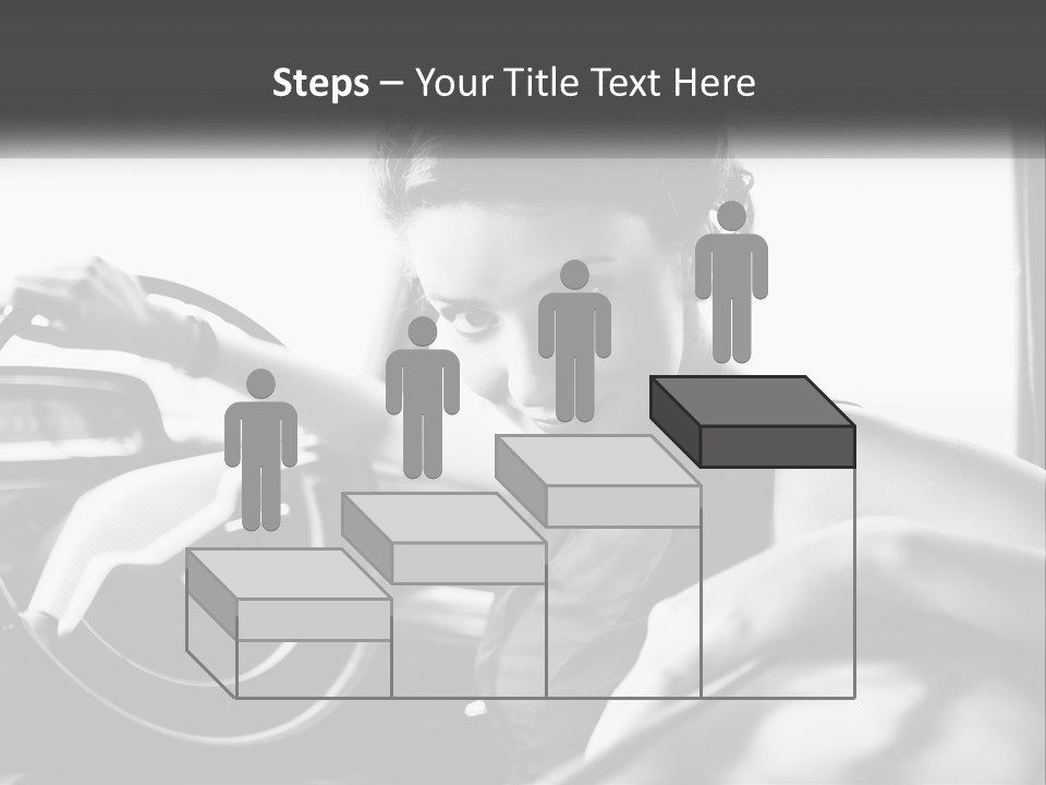 A Woman Sitting In A Car With Her Hand On The Steering Wheel PowerPoint Template