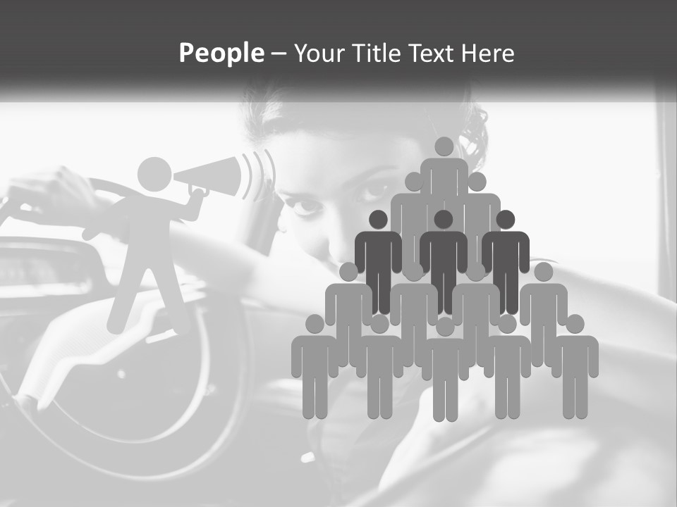 A Woman Sitting In A Car With Her Hand On The Steering Wheel PowerPoint Template