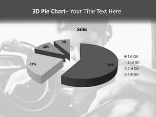 A Woman Sitting In A Car With Her Hand On The Steering Wheel PowerPoint Template