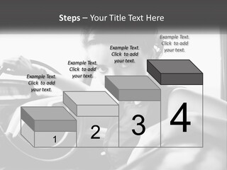 A Woman Sitting In A Car With Her Hand On The Steering Wheel PowerPoint Template