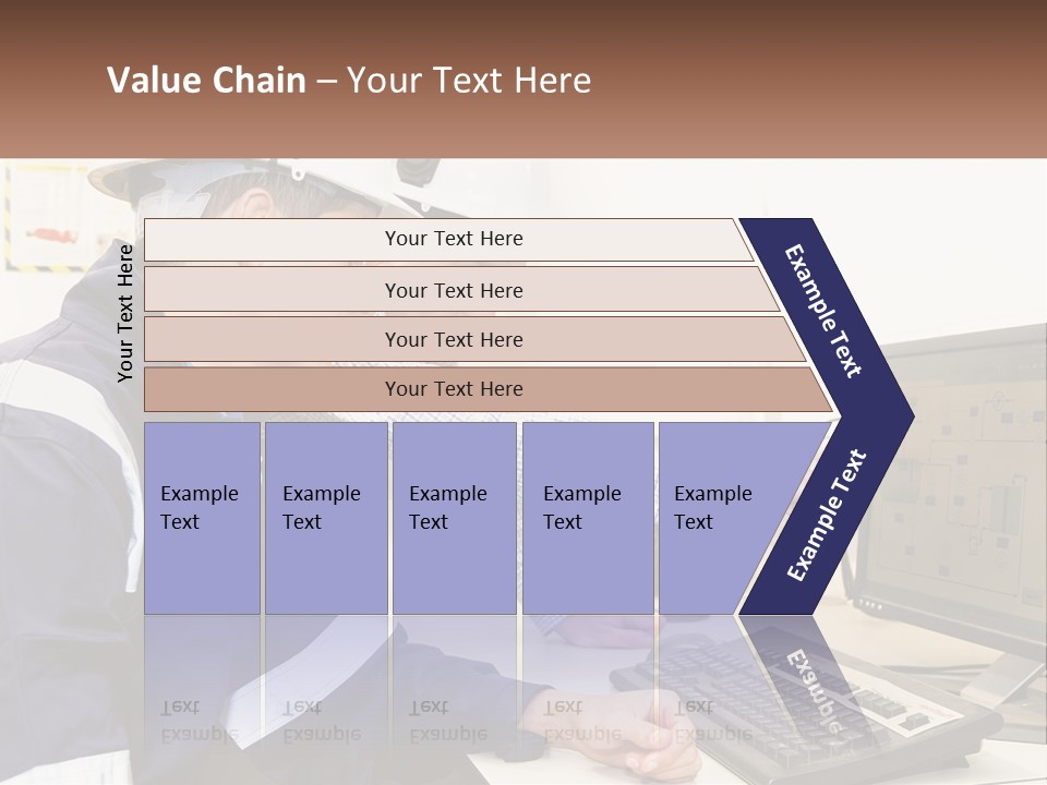 Two Men In Hardhats Looking At A Computer Screen PowerPoint Template
