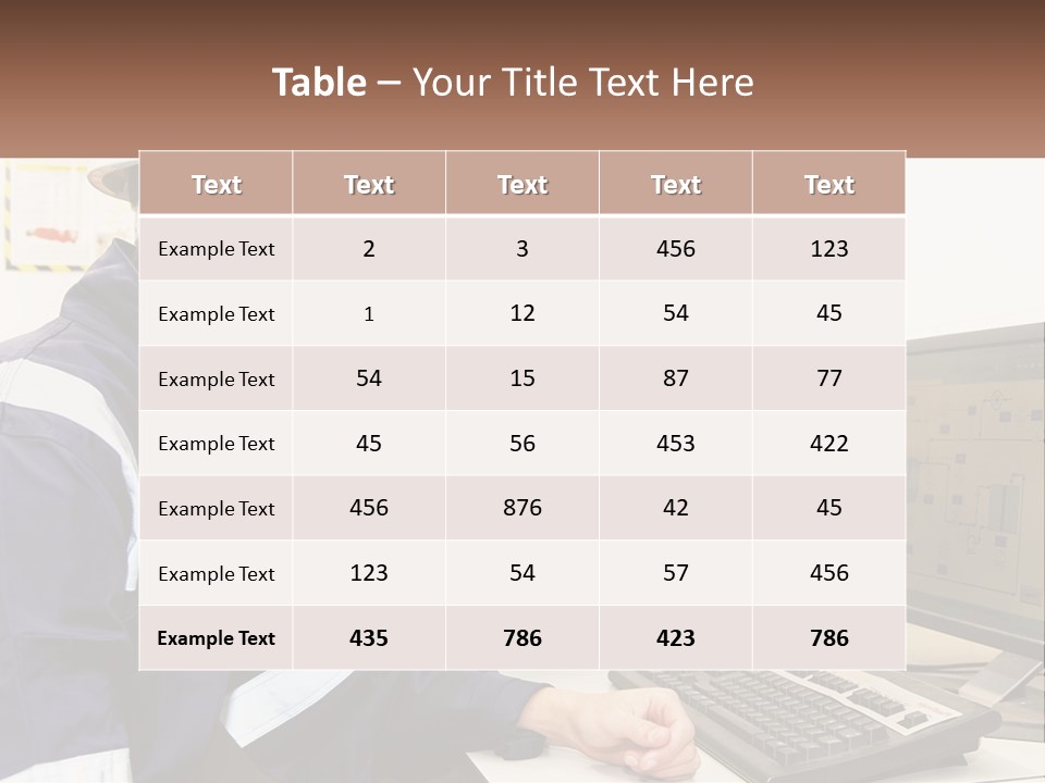 Two Men In Hardhats Looking At A Computer Screen PowerPoint Template