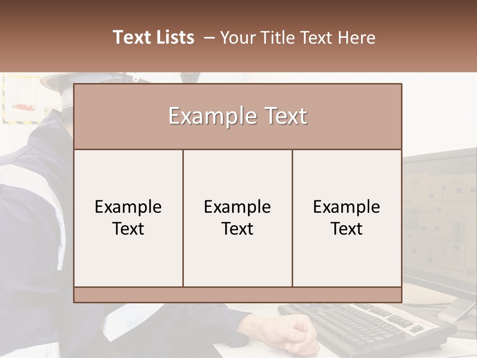 Two Men In Hardhats Looking At A Computer Screen PowerPoint Template