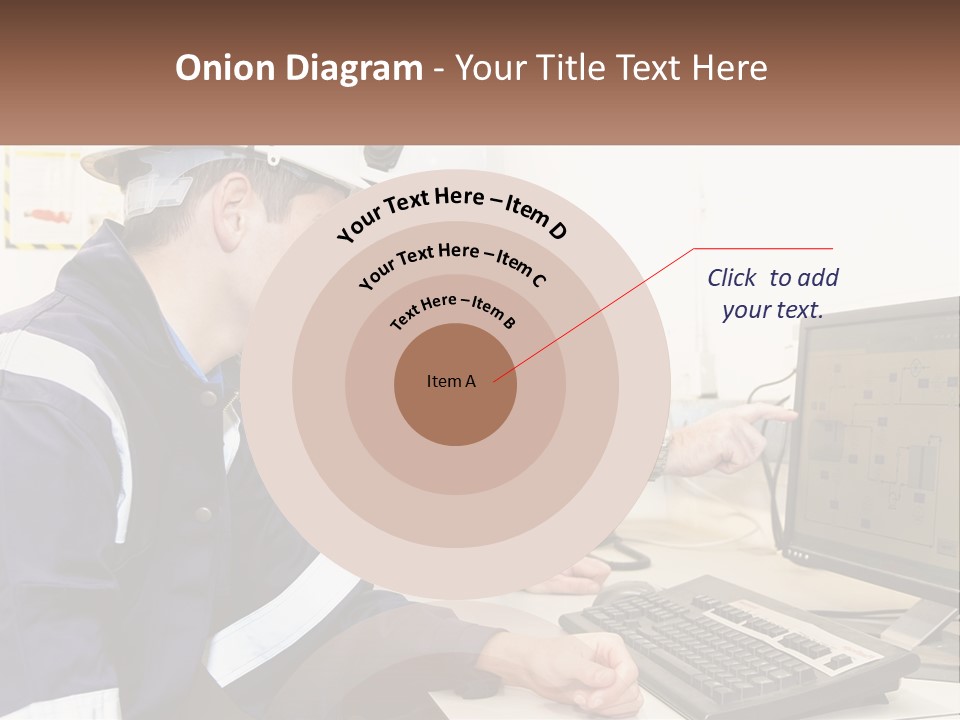 Two Men In Hardhats Looking At A Computer Screen PowerPoint Template