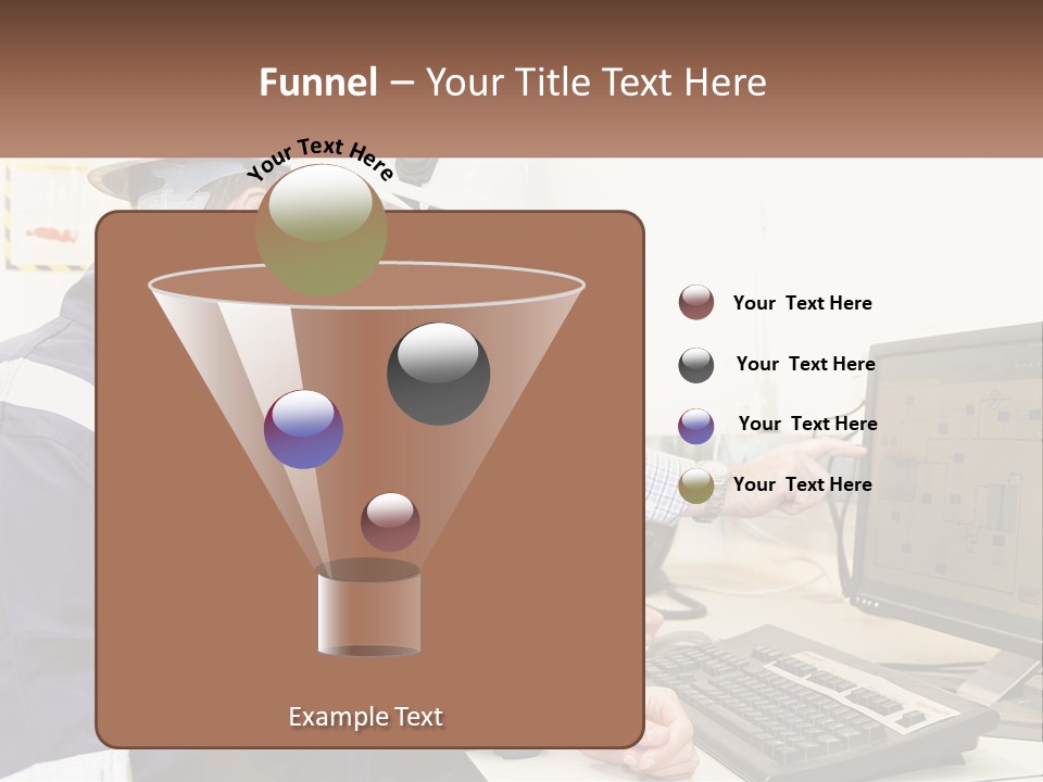 Two Men In Hardhats Looking At A Computer Screen PowerPoint Template