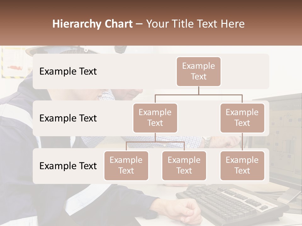 Two Men In Hardhats Looking At A Computer Screen PowerPoint Template