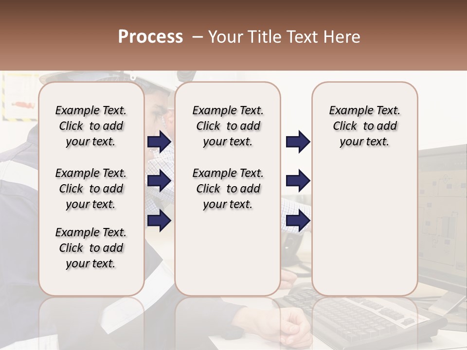 Two Men In Hardhats Looking At A Computer Screen PowerPoint Template