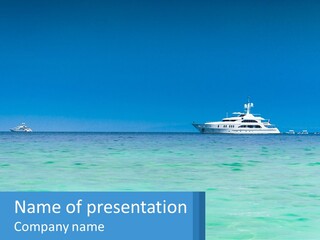 A Boat In The Ocean With A Blue Sky In The Background PowerPoint Template