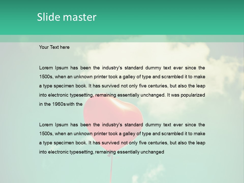 A Red Heart Shaped Balloon Floating In The Air PowerPoint Template