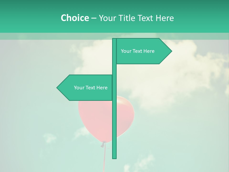 A Red Heart Shaped Balloon Floating In The Air PowerPoint Template