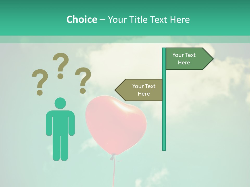 A Red Heart Shaped Balloon Floating In The Air PowerPoint Template