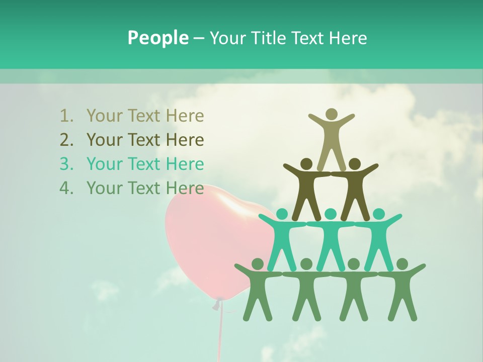 A Red Heart Shaped Balloon Floating In The Air PowerPoint Template