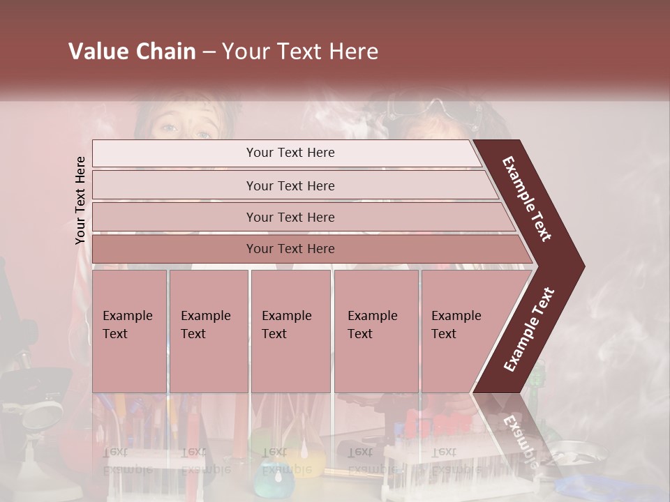 Two Children In Lab Coats Holding Beakles With Smoke Coming Out Of Them PowerPoint Template