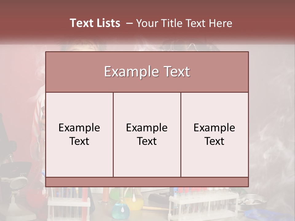 Two Children In Lab Coats Holding Beakles With Smoke Coming Out Of Them PowerPoint Template