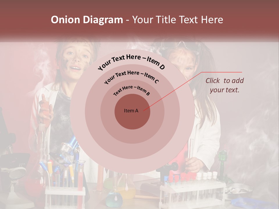 Two Children In Lab Coats Holding Beakles With Smoke Coming Out Of Them PowerPoint Template