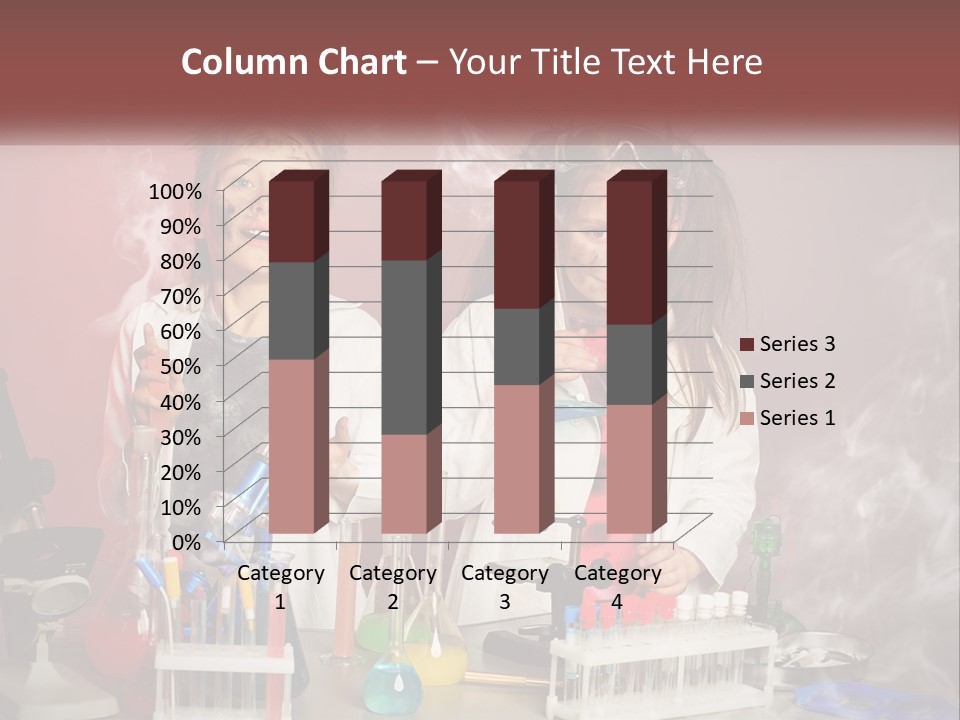 Two Children In Lab Coats Holding Beakles With Smoke Coming Out Of Them PowerPoint Template