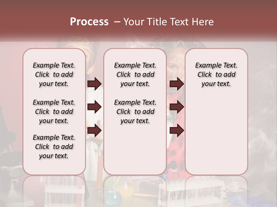 Two Children In Lab Coats Holding Beakles With Smoke Coming Out Of Them PowerPoint Template
