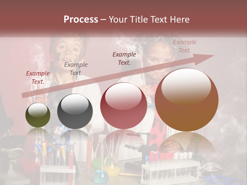 Two Children In Lab Coats Holding Beakles With Smoke Coming Out Of Them PowerPoint Template