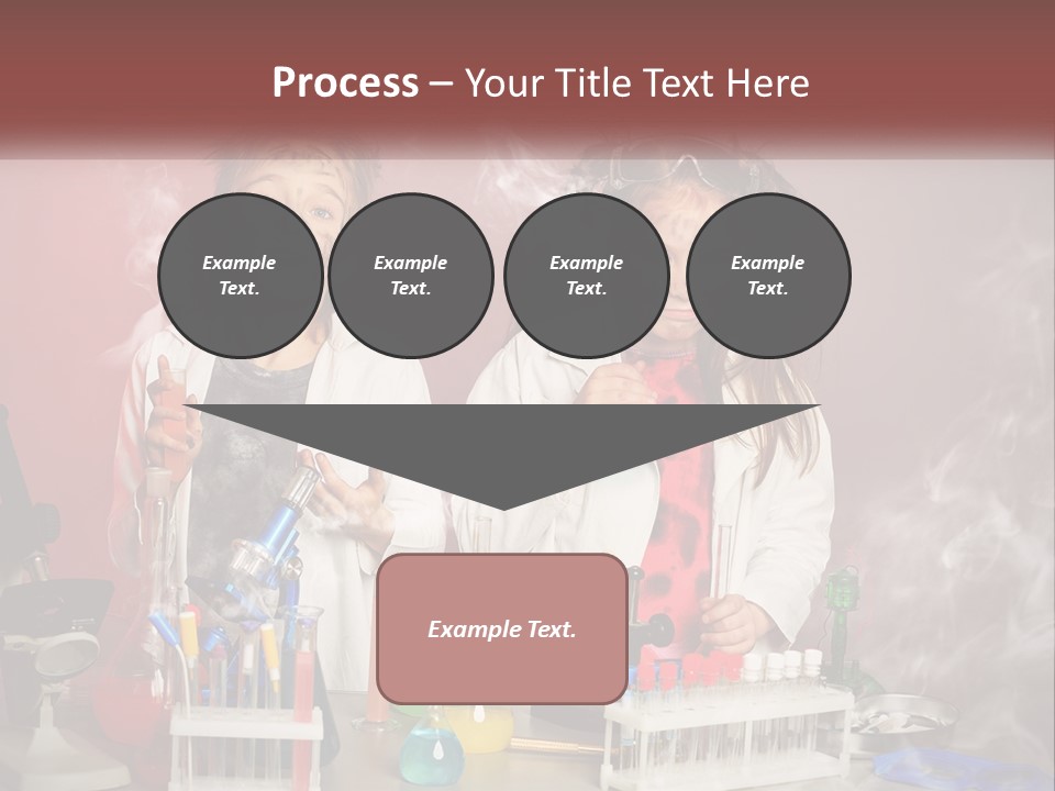 Two Children In Lab Coats Holding Beakles With Smoke Coming Out Of Them PowerPoint Template