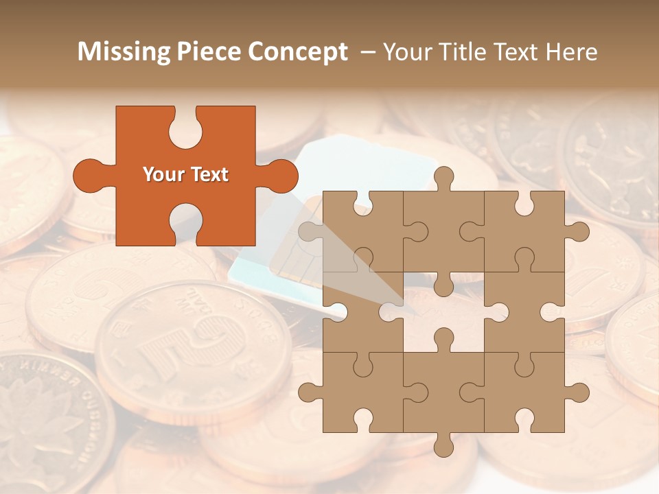 A Small Sim Card Sitting On Top Of A Pile Of Coins PowerPoint Template