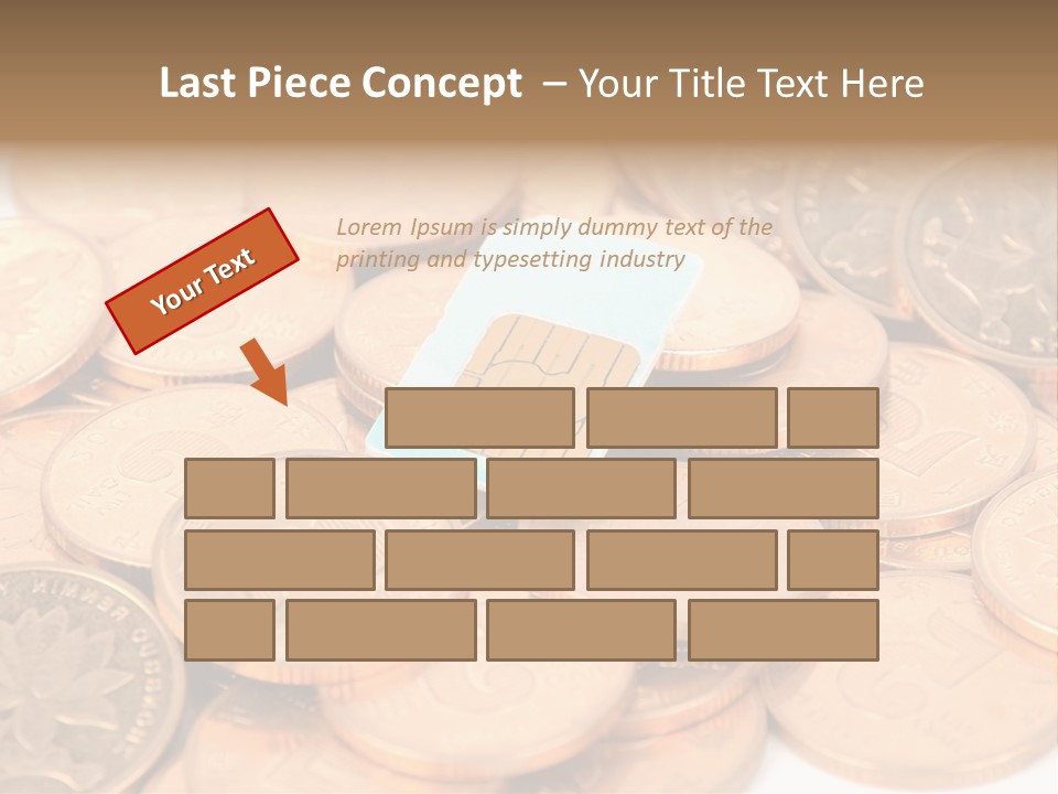 A Small Sim Card Sitting On Top Of A Pile Of Coins PowerPoint Template