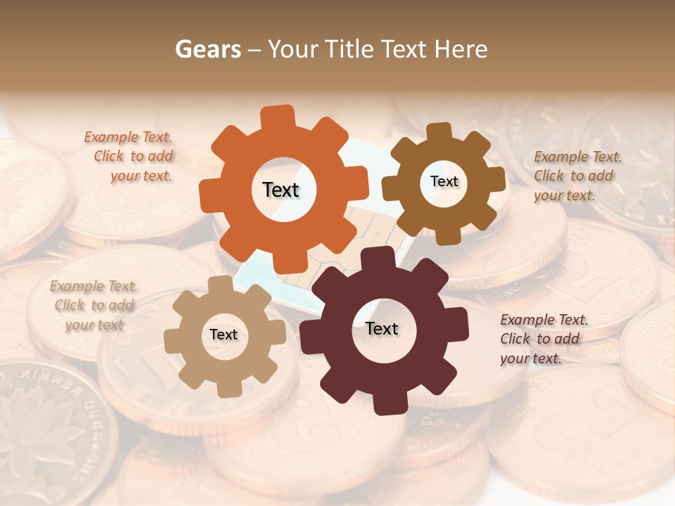 A Small Sim Card Sitting On Top Of A Pile Of Coins PowerPoint Template