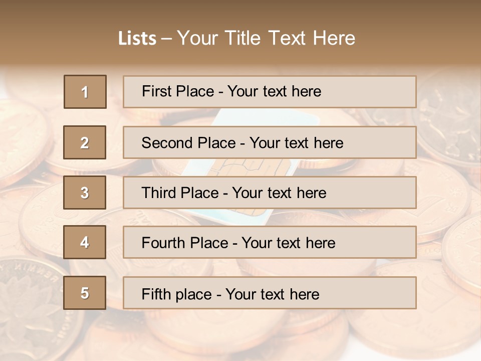 A Small Sim Card Sitting On Top Of A Pile Of Coins PowerPoint Template