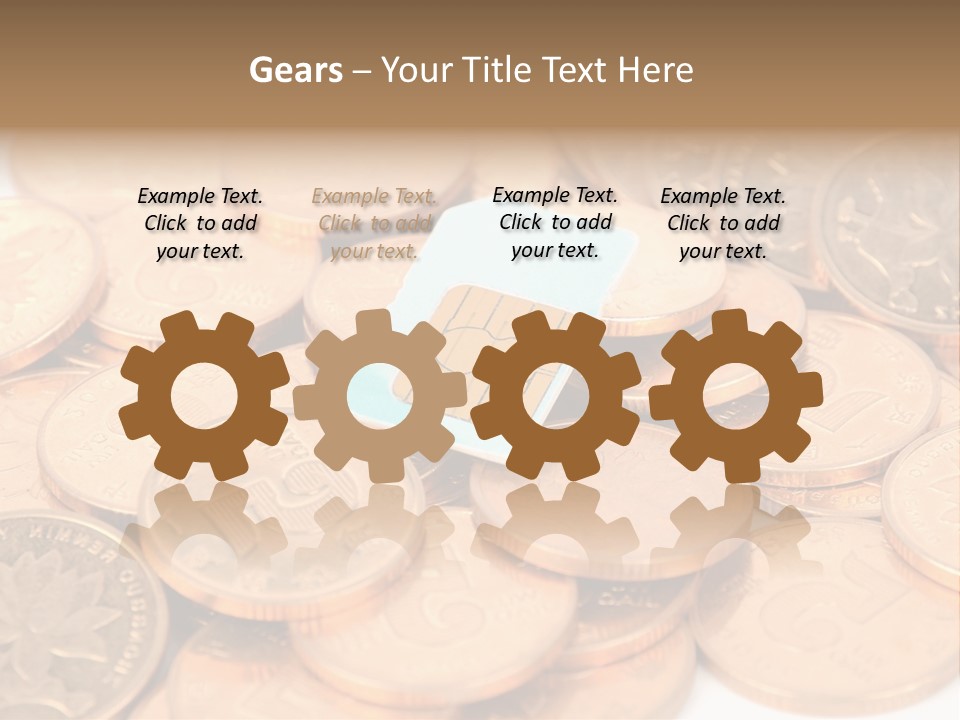 A Small Sim Card Sitting On Top Of A Pile Of Coins PowerPoint Template