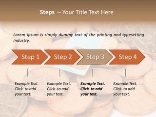 A Small Sim Card Sitting On Top Of A Pile Of Coins PowerPoint Template