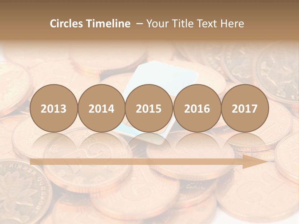 A Small Sim Card Sitting On Top Of A Pile Of Coins PowerPoint Template