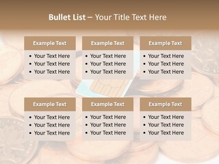 A Small Sim Card Sitting On Top Of A Pile Of Coins PowerPoint Template