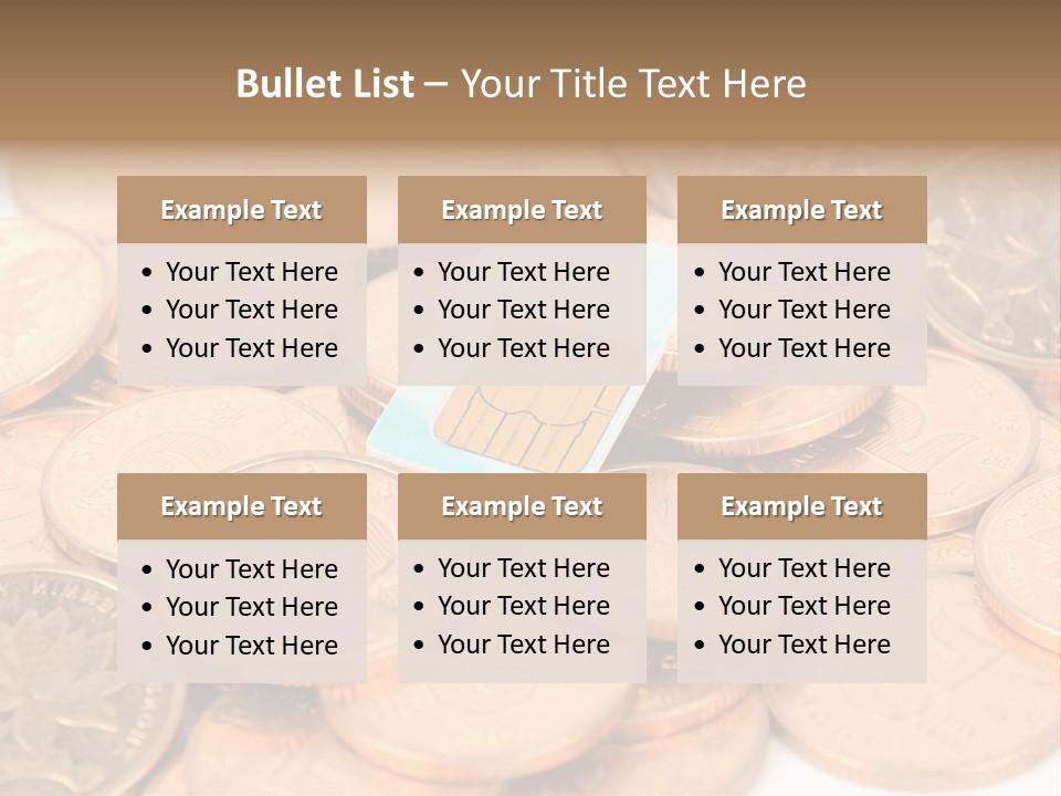 A Small Sim Card Sitting On Top Of A Pile Of Coins PowerPoint Template