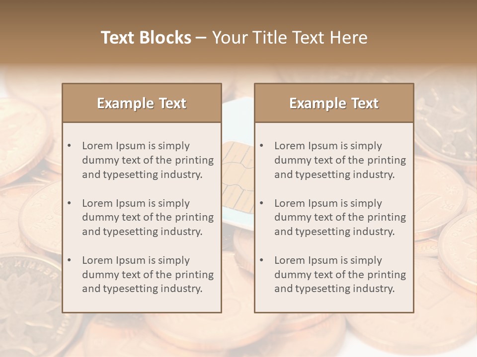 A Small Sim Card Sitting On Top Of A Pile Of Coins PowerPoint Template