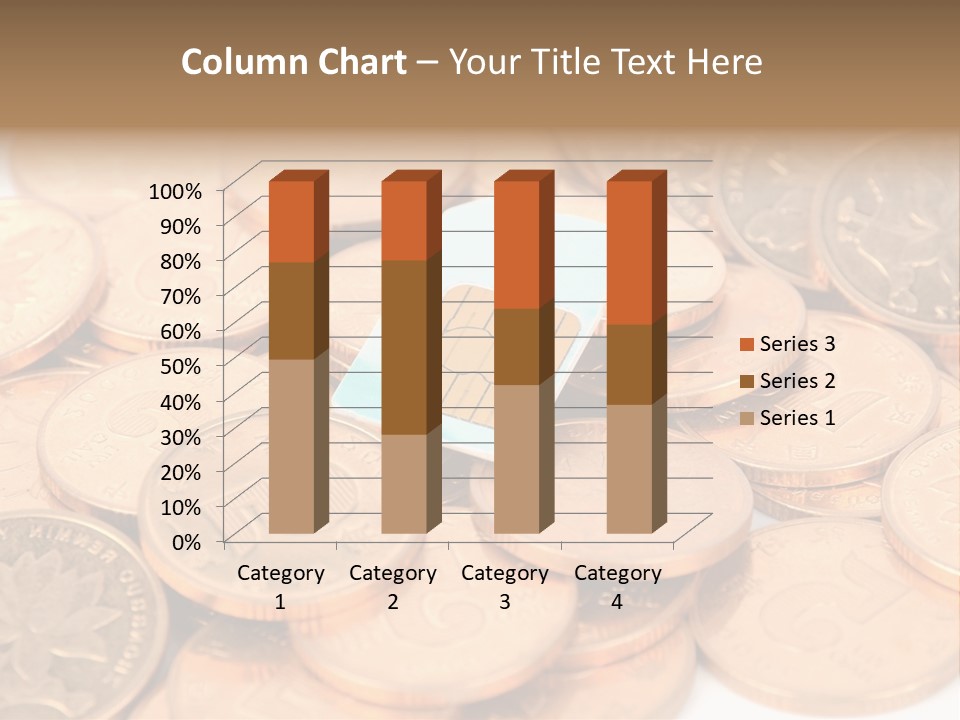 A Small Sim Card Sitting On Top Of A Pile Of Coins PowerPoint Template