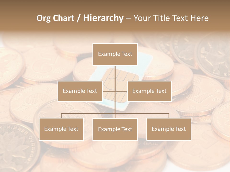 A Small Sim Card Sitting On Top Of A Pile Of Coins PowerPoint Template