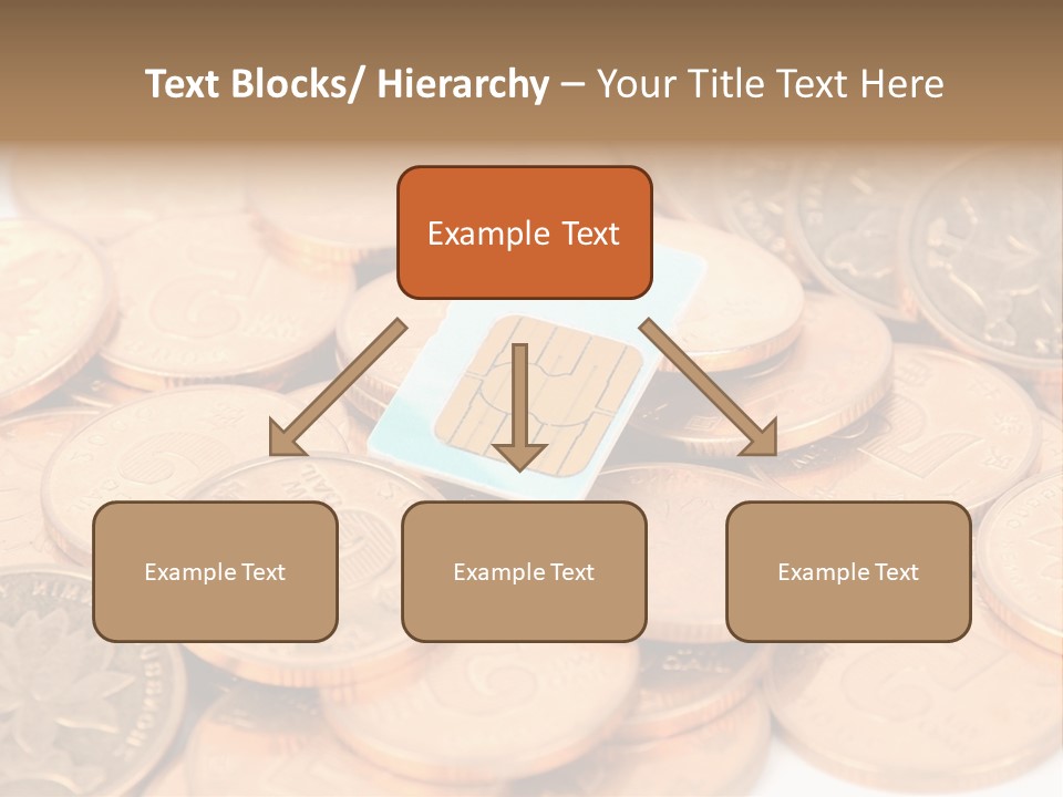 A Small Sim Card Sitting On Top Of A Pile Of Coins PowerPoint Template