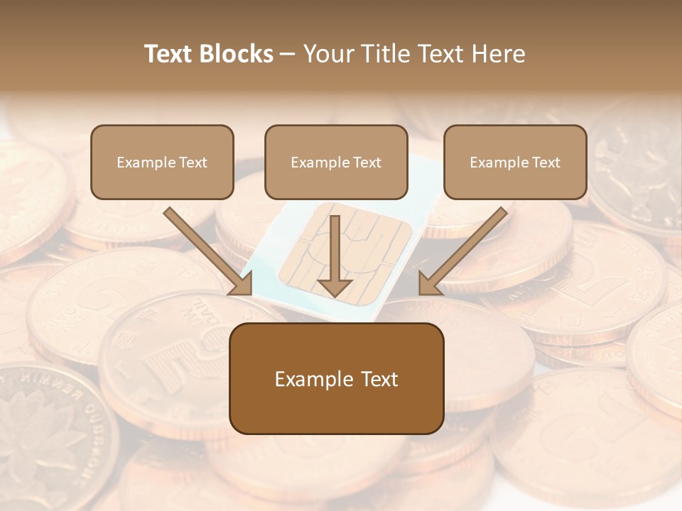 A Small Sim Card Sitting On Top Of A Pile Of Coins PowerPoint Template