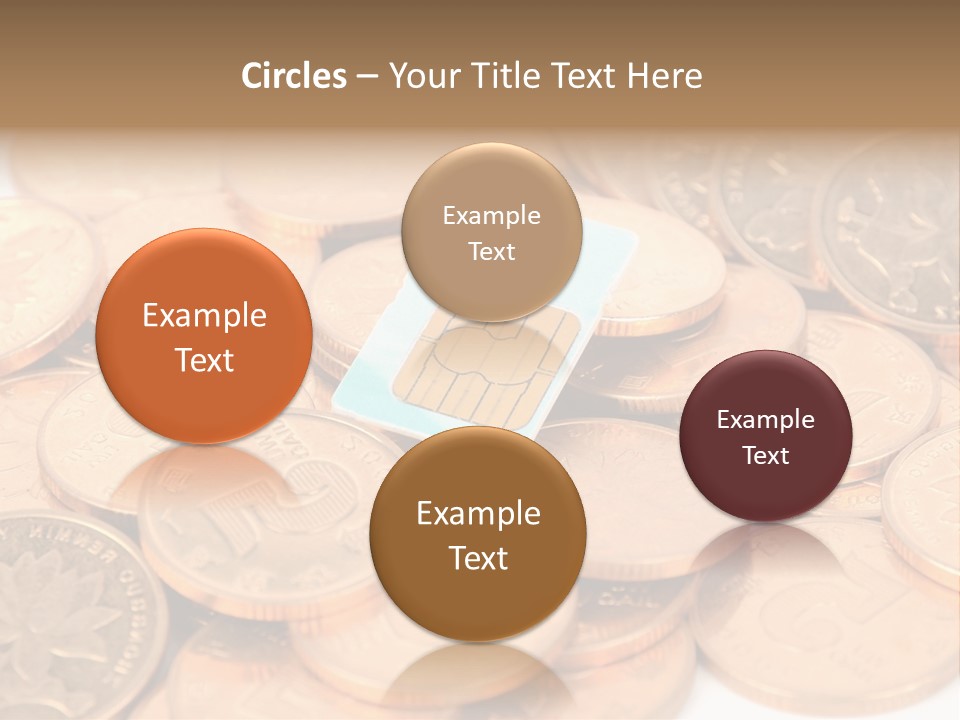 A Small Sim Card Sitting On Top Of A Pile Of Coins PowerPoint Template