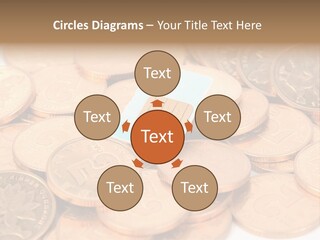 A Small Sim Card Sitting On Top Of A Pile Of Coins PowerPoint Template