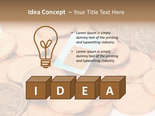 A Small Sim Card Sitting On Top Of A Pile Of Coins PowerPoint Template