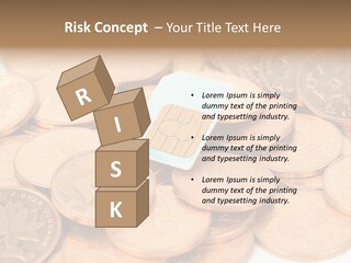 A Small Sim Card Sitting On Top Of A Pile Of Coins PowerPoint Template